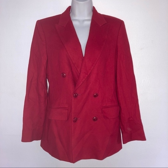 Tailleur Platinum by Barrie Pace Red Cashmere Jacket Double breasted 6 - Picture 1 of 5